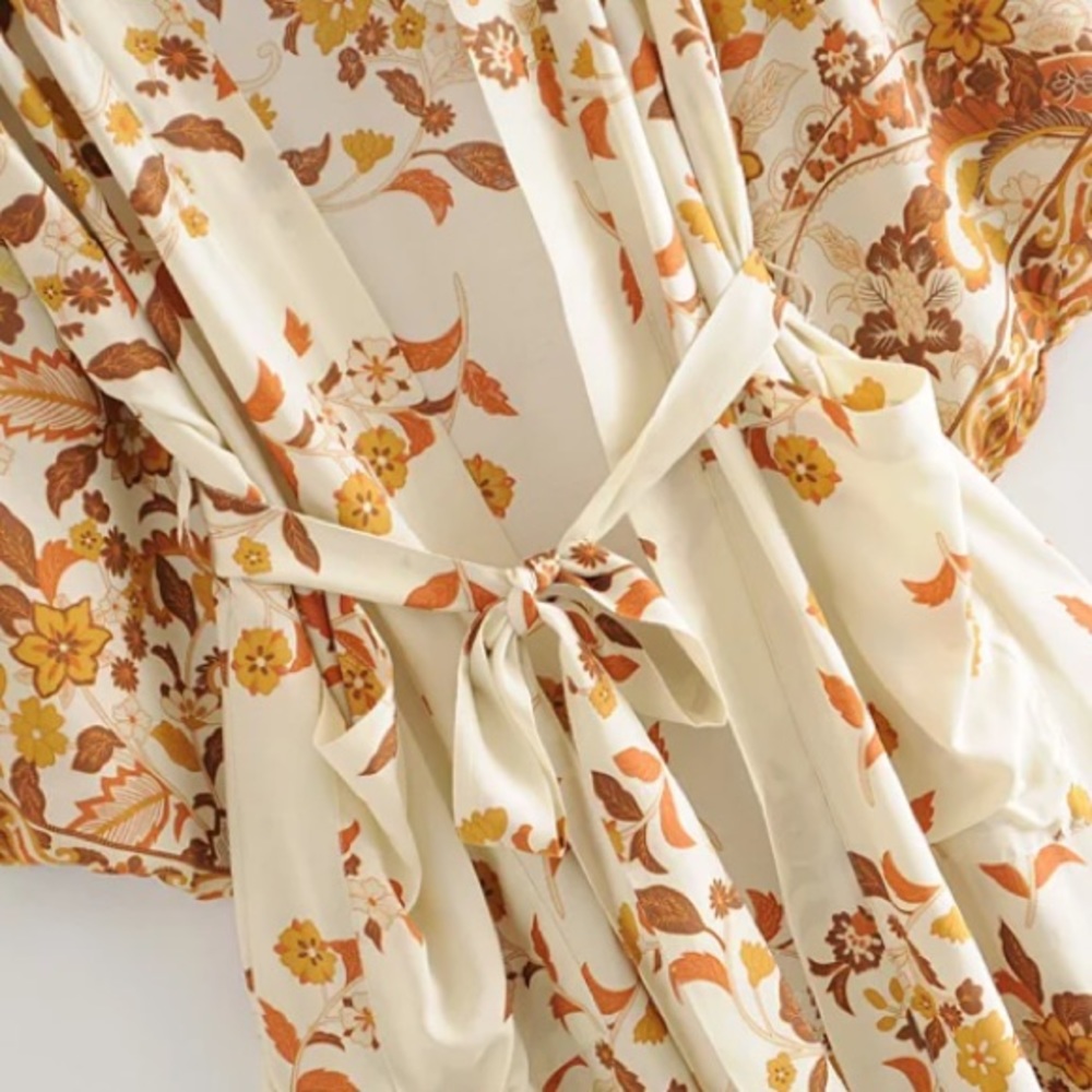 Retro Boho 70’s Style Vintage Floral Kimono Duster - Picture 5 of 6